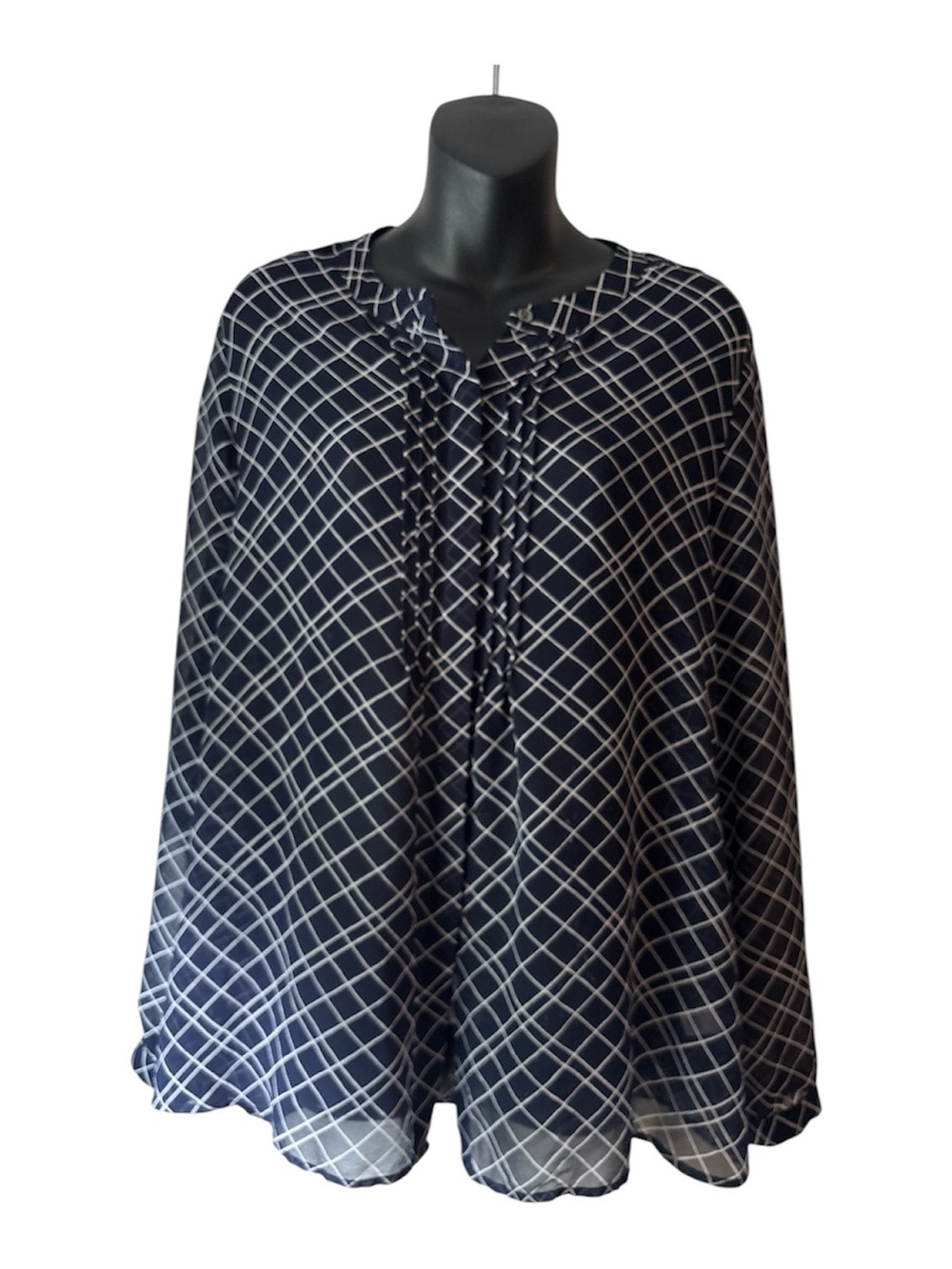 Banana Republic Women's Navy Grid Print Blouse